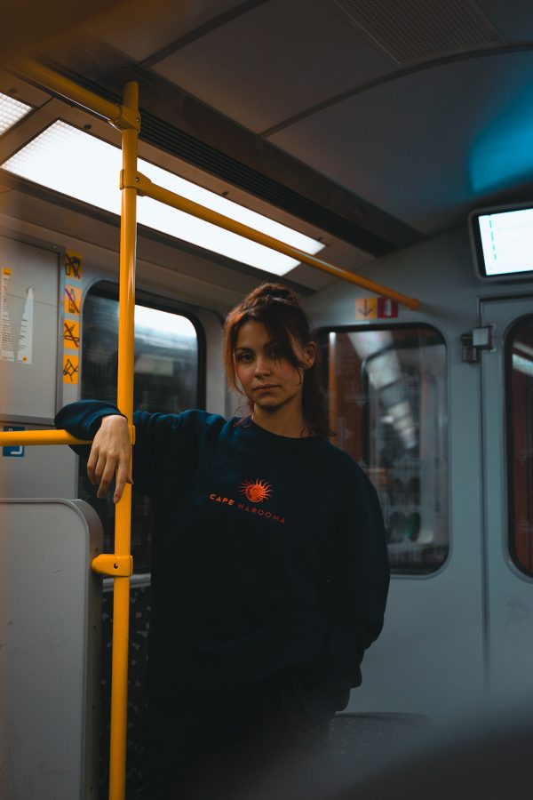 Woman riding the tube